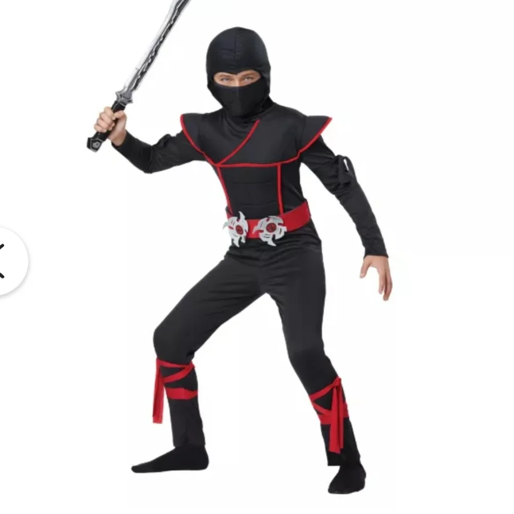 Spirit‎ Halloween~Stealth Ninja Costume~Size Small 6/8~Black Red - Picture 4 of 6